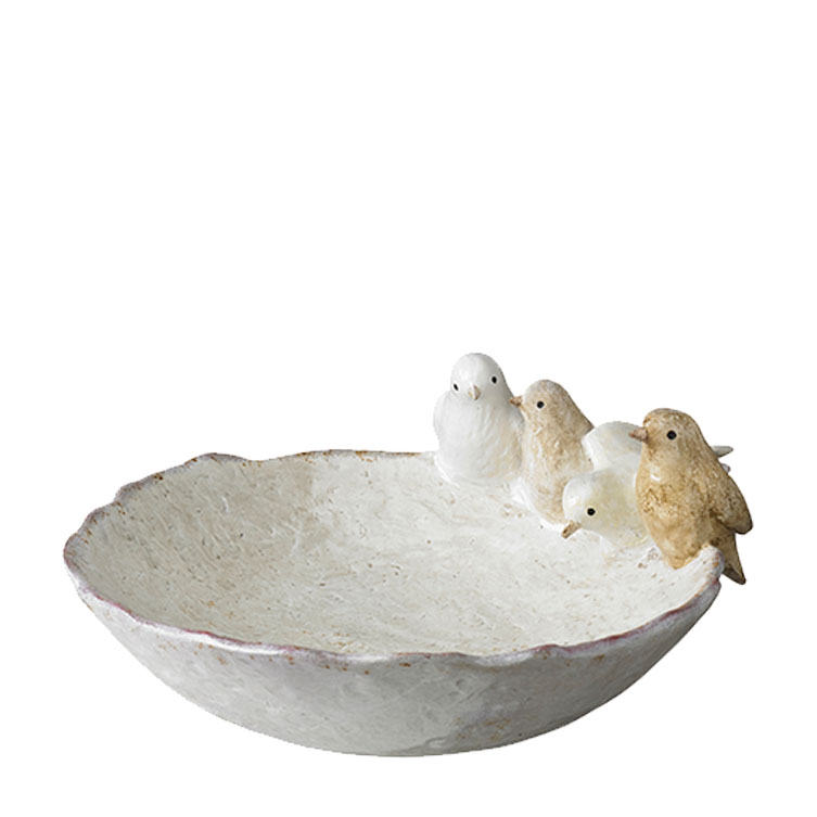 Fågelbad beige 4 st fåglar